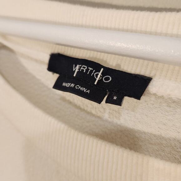 Vertigo Sheer Sleeve Cream Raglan Style 3/4 Sleeve Shirt - Size S - Picture 4 of 8